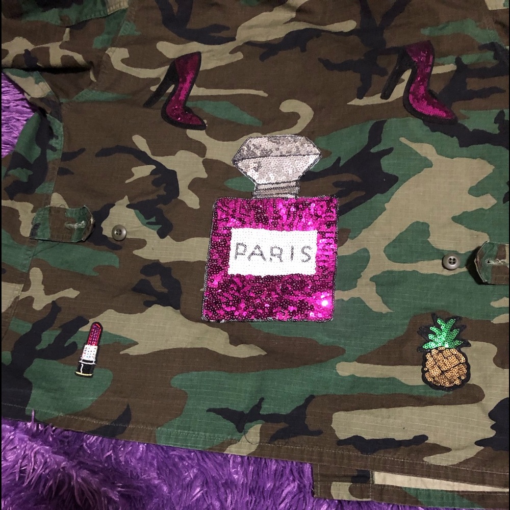 Gentle Use Army Sequin Patchwork Jacket - image 2